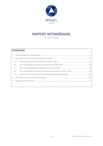 Miniature Immobel Rapport semestriel 2018-h1