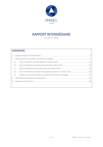 Miniature Immobel Rapport semestriel 2019-h1