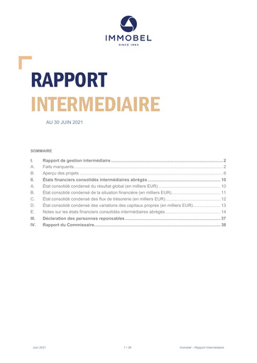 Miniature Immobel Rapport semestriel 2021-h1