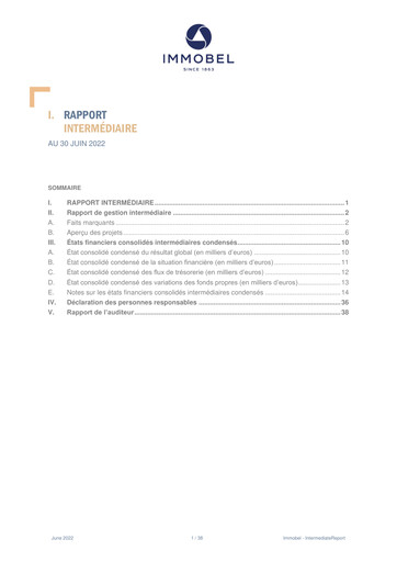 Miniature Immobel Rapport semestriel 2022-h1