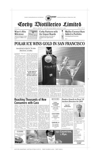Thumbnail Corby Spirit and Wine Annual Report 2003