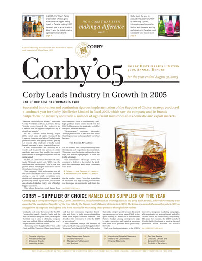 Thumbnail Corby Spirit and Wine Annual Report 2005
