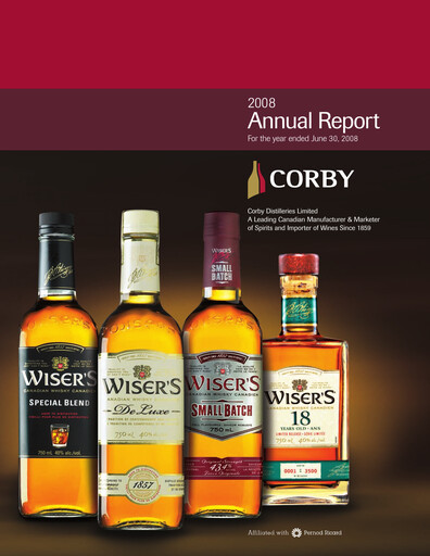 Thumbnail Corby Spirit and Wine Annual Report 2008