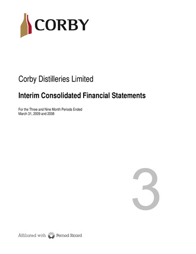 Thumbnail Corby Spirit and Wine Financial Statement 2009-q3
