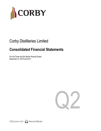 Miniature Corby Spirit and Wine Bilan financier 2013-q2