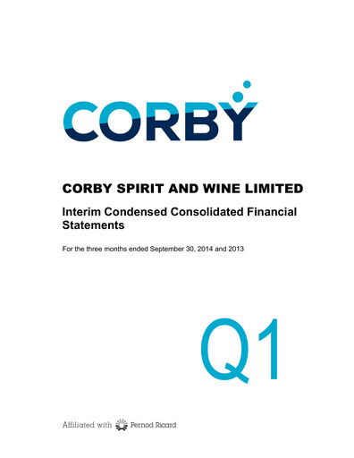 Miniature Corby Spirit and Wine Bilan financier 2015-q1