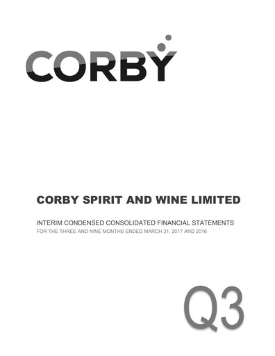 Miniature Corby Spirit and Wine Bilan financier 2017-q3