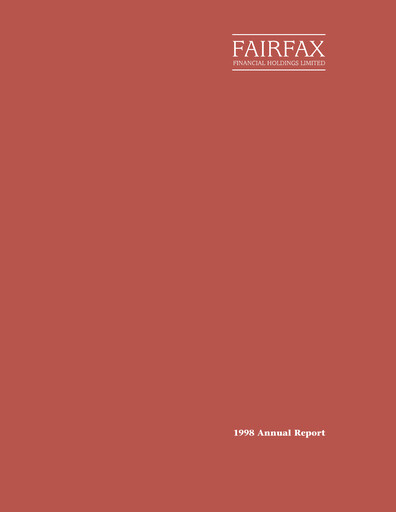 Thumbnail Fairfax Financial
 Annual Report 1998