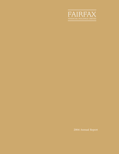 Thumbnail Fairfax Financial
 Annual Report 2004