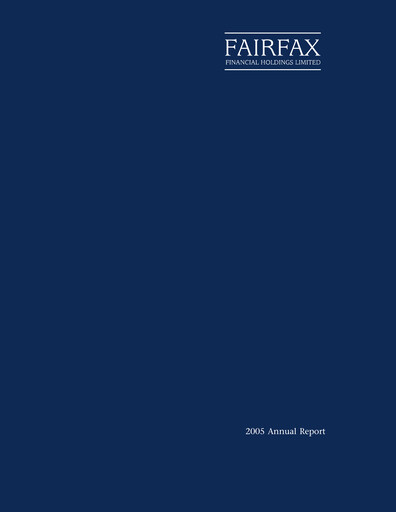 Thumbnail Fairfax Financial
 Annual Report 2005