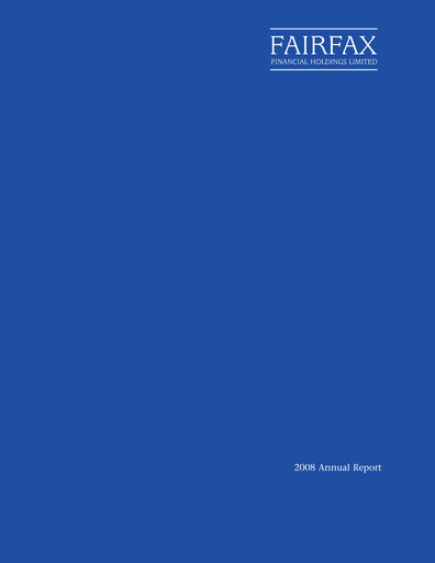 Thumbnail Fairfax Financial
 Annual Report 2008