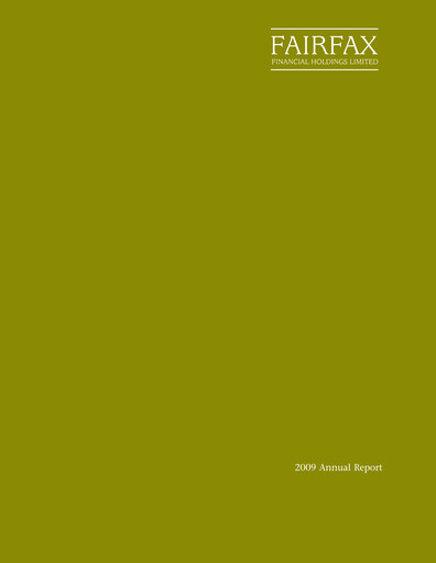 Thumbnail Fairfax Financial
 Annual Report 2009