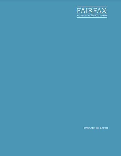 Thumbnail Fairfax Financial
 Annual Report 2010