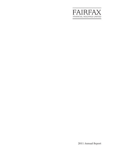 Thumbnail Fairfax Financial
 Annual Report 2011