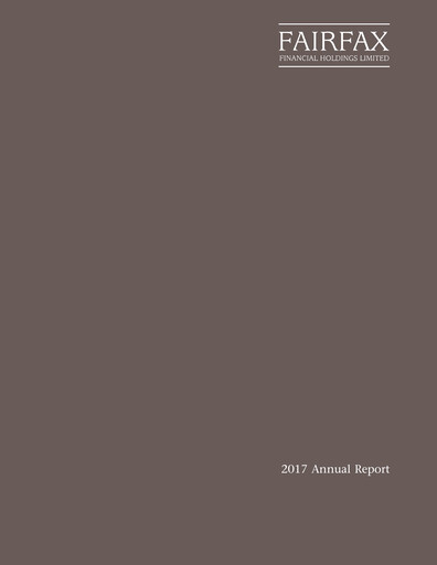 Thumbnail Fairfax Financial
 Annual Report 2017