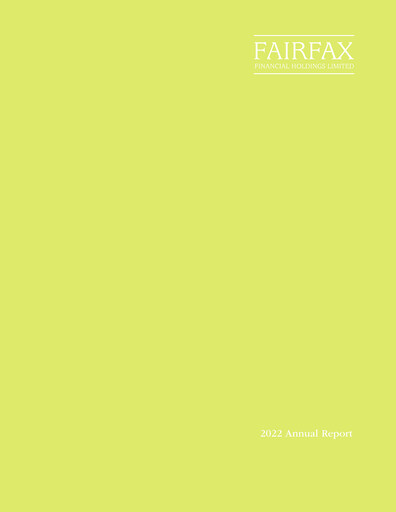 Thumbnail Fairfax Financial
 Annual Report 2022