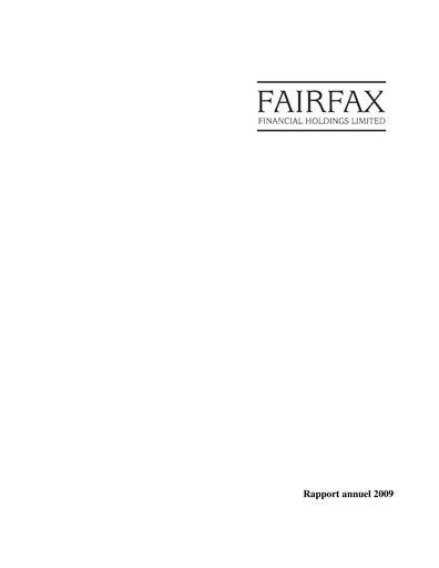 Vorschaubild Fairfax Financial
 Jahresbericht 2009