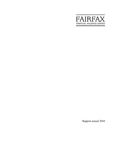 Vorschaubild Fairfax Financial
 Jahresbericht 2010