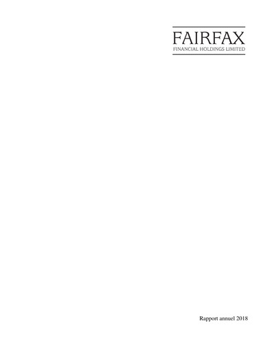 Vorschaubild Fairfax Financial
 Jahresbericht 2018