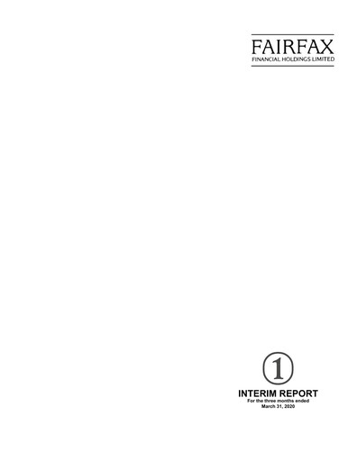 Thumbnail Fairfax Financial
 Quarterly Report 2020-q1