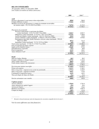 Thumbnail Fairfax Financial
 Quarterly Report 2005-q3