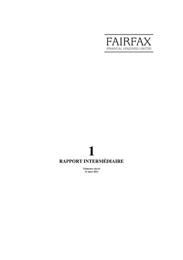 Thumbnail Fairfax Financial
 Quarterly Report 2011-q1