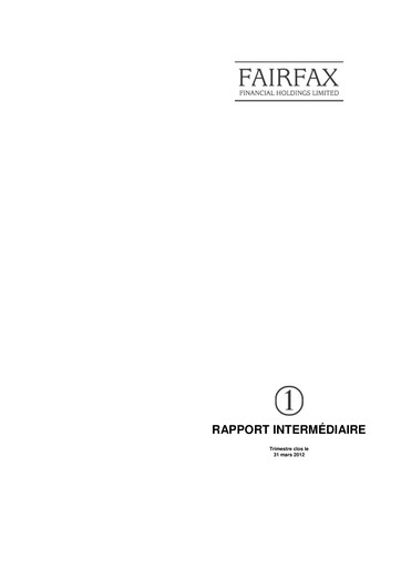 Thumbnail Fairfax Financial
 Quarterly Report 2012-q1