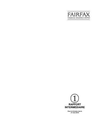 Thumbnail Fairfax Financial
 Quarterly Report 2018-q1