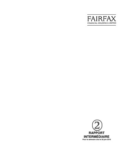 Thumbnail Fairfax Financial
 Quarterly Report 2019-q2
