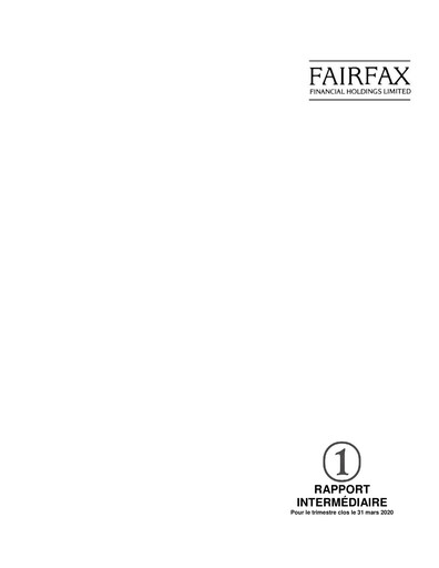 Thumbnail Fairfax Financial
 Quarterly Report 2020-q1
