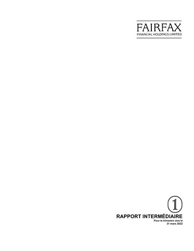 Thumbnail Fairfax Financial
 Quarterly Report 2022-q1