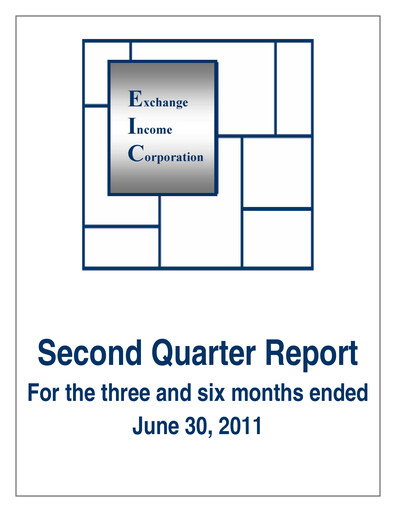 Thumbnail Exchange Income Corporation Quarterly Report 2011-q2