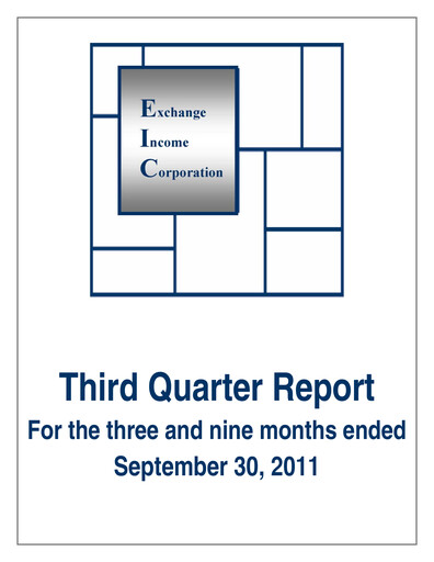 Thumbnail Exchange Income Corporation Quarterly Report 2011-q3