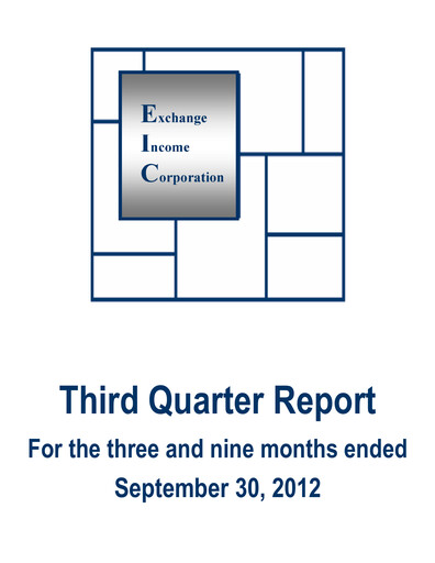 Thumbnail Exchange Income Corporation Quarterly Report 2012-q3
