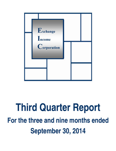 Thumbnail Exchange Income Corporation Quarterly Report 2014-q3