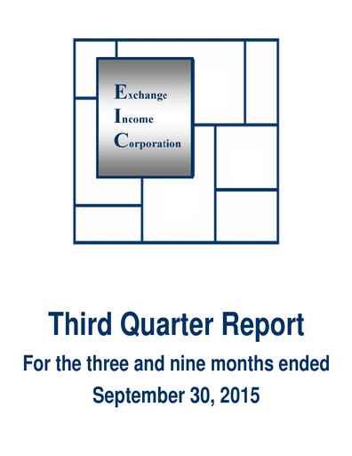 Thumbnail Exchange Income Corporation Quarterly Report 2015-q3