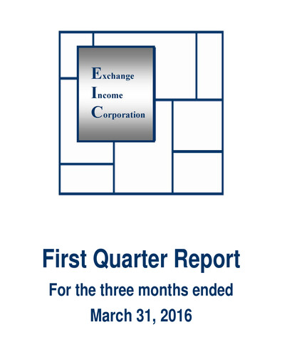 Thumbnail Exchange Income Corporation Quarterly Report 2016-q1