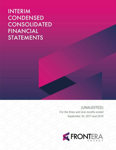 Thumbnail Frontera Energy Financial Statement 2017-q3