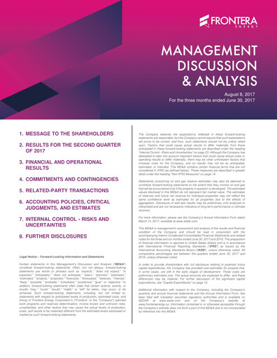 Thumbnail Frontera Energy Quarterly Report 2017-q2