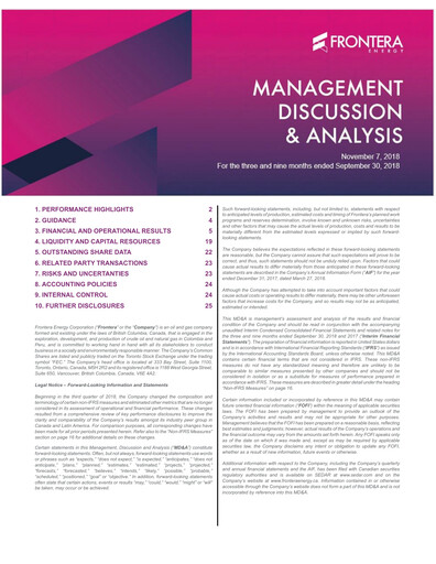 Thumbnail Frontera Energy Quarterly Report 2018-q3