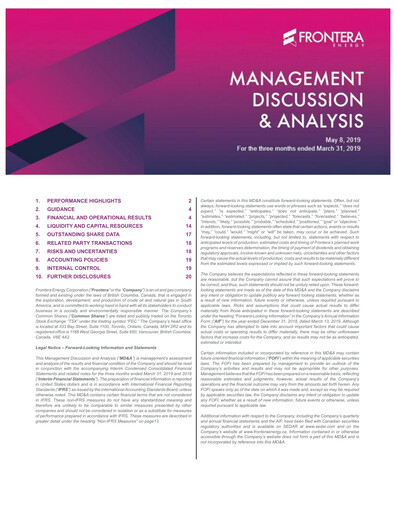 Thumbnail Frontera Energy Quarterly Report 2019-q1