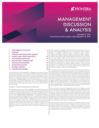 Thumbnail Frontera Energy Quarterly Report 2019-q3
