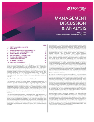 Thumbnail Frontera Energy Quarterly Report 2020-q1