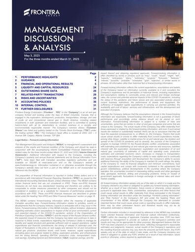 Thumbnail Frontera Energy Quarterly Report 2023-q1
