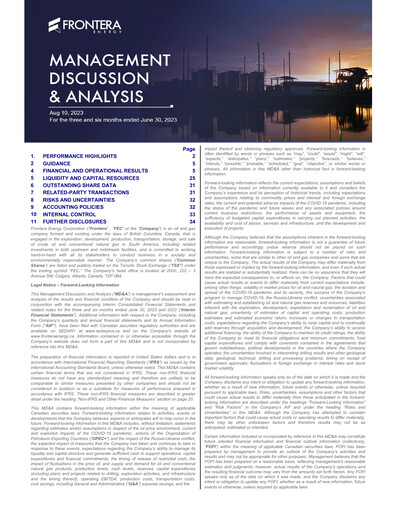 Thumbnail Frontera Energy Quarterly Report 2023-q2