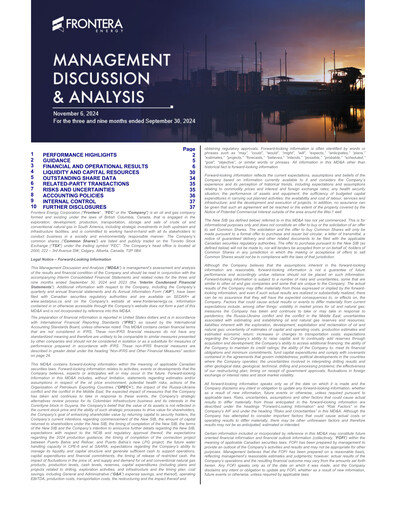 Thumbnail Frontera Energy Quarterly Report 2024-q3