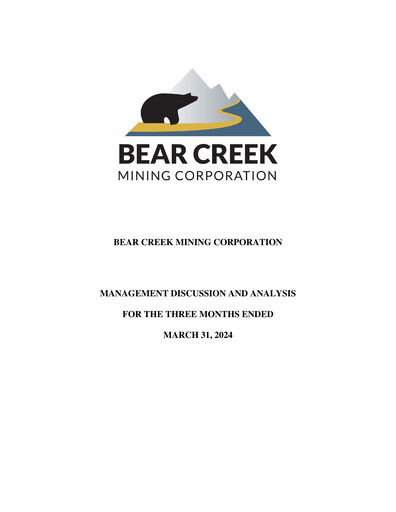Miniature Bear Creek Mining Rapport trimestriel 2024-q1