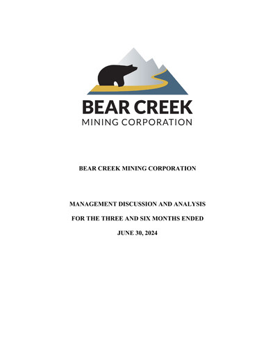 Miniature Bear Creek Mining Rapport trimestriel 2024-q2