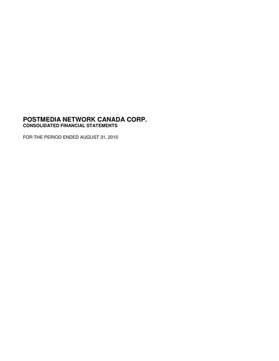 Thumbnail Postmedia Network Canada Financial Statement 2010
