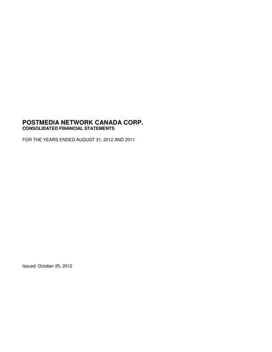 Thumbnail Postmedia Network Canada Financial Statement 2012